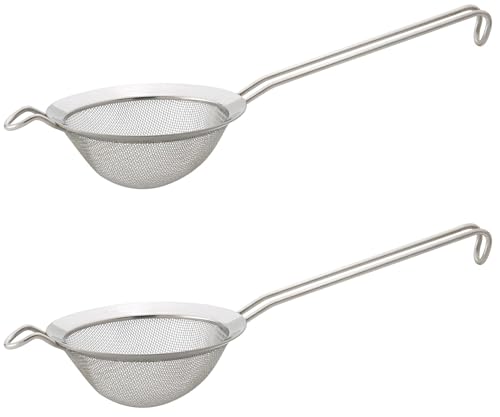 HIC Kitchen Fine Double Mesh Strainer, 18/8 Stainless Steel, 5-Inch, For Sifting Baking Ingredients, Straining, And Draining Soups And Sauces, Set of 2 - size: Double Mesh, 5-Inch, Set/2