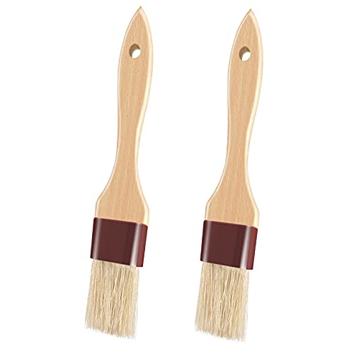 Pastry Brushes for Baking Basting Brush with Boar Bristles and Beech Hardwood Handles Culinary Oil Brush for Barbecue Butter Grill BBQ Sauce Baster Marinade Kitchen Food Cooking Brushes (1"- 2PCS) - color: 1 inch - 2PCS