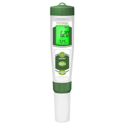 pH EC Meter for Water Hydroponics, PPM Meter for Nutrients, Measure pH PPM Conductivity Temperature of Hydroponic Garden Water and Nutrient Solution, EC pH TDS Meter for Water, Aquarium, Pool - color: Green pH meter