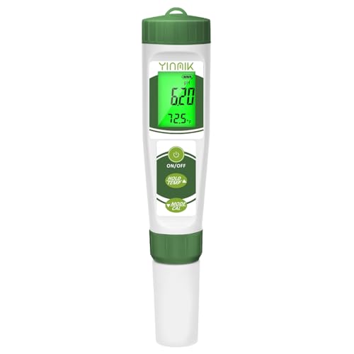 pH EC Meter for Water Hydroponics, PPM Meter for Nutrients, Measure pH PPM Conductivity Temperature of Hydroponic Garden Water and Nutrient Solution, EC pH TDS Meter for Water, Aquarium, Pool - color: Green pH meter