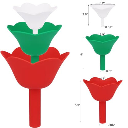 Silicone Flower Funnel Set of 3 – Collapsible Flexible Kitchen Funnels for Oil, Liquid Transfer & Bottle Refilling