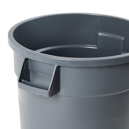 PRO&Family Commercial Round Trash Can, Ingredient Bin, Heavy-Duty Plastic, Anti-Static, Kitchen, Office, Outdoor Use (Gray, 32 Gallon) - color: Gray, size: 32 Gallon