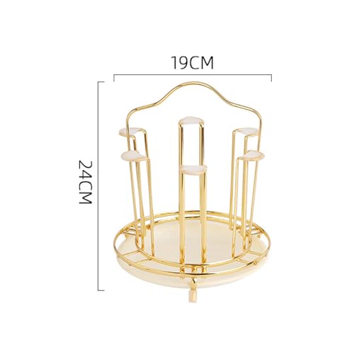 Glass Drying Rack Mug Draining Organizer Water Bottle Drainer Stand with Drain Tray and Silicone Protective Hooks, Non-Slip Bottle Drying Tree Holder for Glasses, Tumbler, Kitchen - color: White