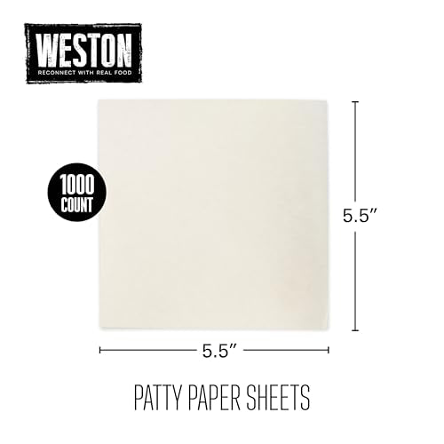 Weston Hamburger Patty Paper, 5.5” x 5.5” Squares, Waxed, Durable & Restaurant Grade, Separates Meats, Cheese and Baked Goods, Made in USA, 1000 Count (10-0102-W),White - size: 1000 Count