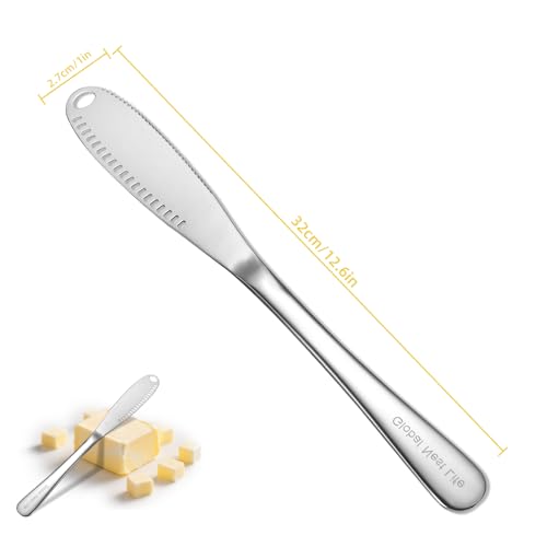 Stainless Steel Butter Knife – 3 in 1 Spreader, Grater & Curler- Serrated Edge Slicer with Holes – Kitchen Tool and Gadget for Butter, Cheese & Jam