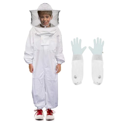 Luwint Kids Full Body Ventilated Beekeeping Suits - Sting Proof Bee Beekeeper Suit with Gloves and Hood for Children (4'7''-4'11'' Height) - size: X-Large/4'7''-4'11'' Height