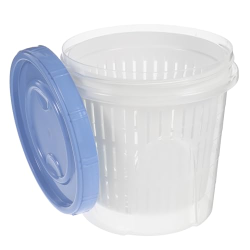 COHEALI Pickle Storage Container with Strainer Insert 1250Ml Blue Plastic Food Jar Airtight Pickle Keeper Lifter for Kimchi and Olive Storage Kitchen Use