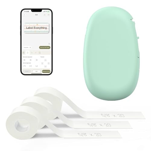 SUPVAN E10 Bluetooth Label Maker Machine with 3 Tapes, Continuous Waterproof Label, Versatile App with 35 Fonts and 1k+ Icons, Inkless Labeler for Home, Kitchen, School, Office Organization, Green - color: Green