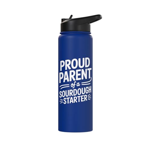 Proud Parent Sourdough Starter Active Yeast Stainless Steel Insulated Water Bottle - color: Royal Blue
