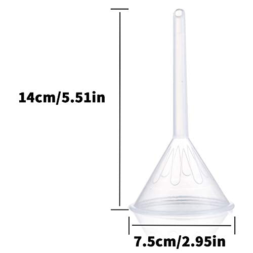 Plastic Funnel Set, 3 Pcs Lab PP Funnels, 100mm x 2, 75mm x 2, 50mm x 2 (Pack of 3)