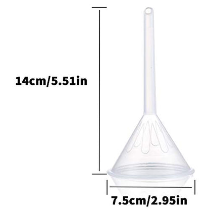 Plastic Funnel Set, 3 Pcs Lab PP Funnels, 100mm x 2, 75mm x 2, 50mm x 2 (Pack of 3)