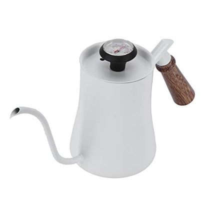 650ml Gooseneck Coffee Kettle Stainless Steel Pour Over Kettle with Thermometer Ergonomic Handle for Precise Brewing Tea Coffee (650ml white) - color: 650ml white