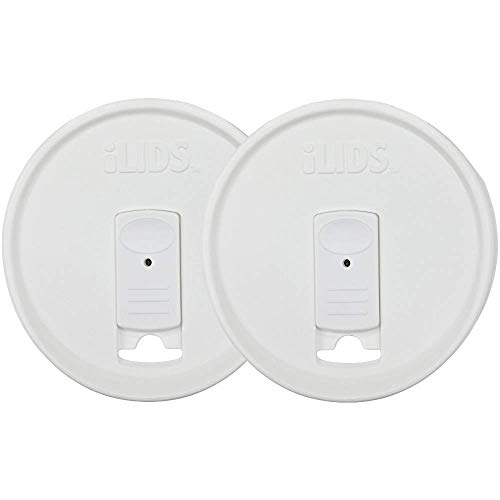Wide-Mouth Mason Jar Drink Lid - USA Made, BPA-Free, Spill-Resistant for Coffee, Cold Brew & Iced Tea - Fits 3 3/8 in Ball & Kerr Wide Mouth - Pack of 2 - color: White