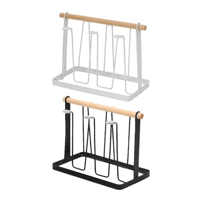 Cup Drying Rack, Bottle Drying Rack, Slanted Iron Coffee Mug Holder Stand, Countertop Glass Organizer, Removable Drain Tray Kitchen Tumbler Caddy, Counter Glass Tree - color: White