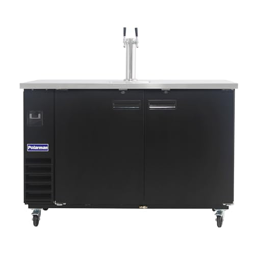 Polarman 16.6 Cu-ft Beer Kegerator Double Tap Draft Beer Dispenser Commercial Refrigerator for Bars and Restaurants With 2 Coupler, Drip Tray 33°F- 41°F Temperature Control-Direct Draw - size: 61"W Double Tap