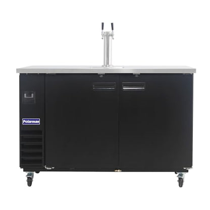 Polarman 16.6 Cu-ft Beer Kegerator Double Tap Draft Beer Dispenser Commercial Refrigerator for Bars and Restaurants With 2 Coupler, Drip Tray 33°F- 41°F Temperature Control-Direct Draw - size: 61"W Double Tap