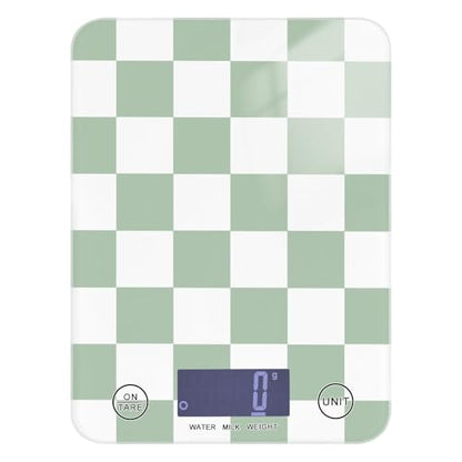 Food Scale Kitchen Scale for Baking Cooking Digital Food Weighing Measuring Scale Small Waterproof Electric Food Scale Checkered Green and White - color: Checkered Green and White