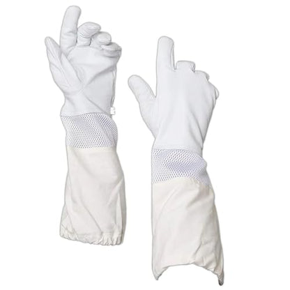Beekeeping Gloves 2 Pair Beekeeping Gloves Premium Goatskin Beekeeper's Glove Long Protective Gloves Size XL (White) for Beekeepers Protected Supplies