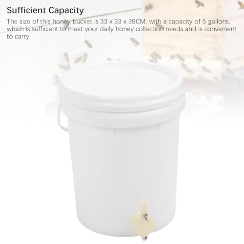 5 Gallon Honey Bucket with Gate Valve Tight Lid Portable Handle Beekeeping Container HDPE Plastic 19L for Easy Honey Extraction Beekeepers Apiary Home Commercial Use