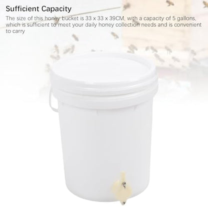 5 Gallon Honey Bucket with Gate Valve Tight Lid Portable Handle Beekeeping Container HDPE Plastic 19L for Easy Honey Extraction Beekeepers Apiary Home Commercial Use