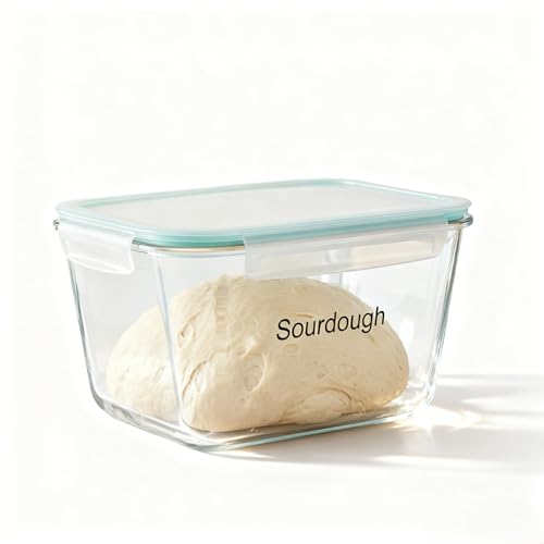 2.6L/88 oz Sourdough Starter Jar, Large Glass Jar with Airtight Lid, Sourdough Bread Baking Supplies, Sour Dough Starter Tools Kit, Wide Mouth Fermentation Jar, Kitchen Food Storage Container