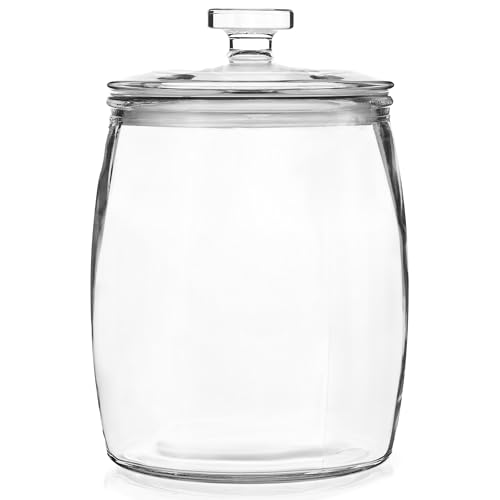 kitchentoolz Large Glass Cookie Jar with Airtight Lid - 1 Gallon Storage Container for Candy, Flour, Sugar, Pet Food & Dog Treat Canister - Pack of 1