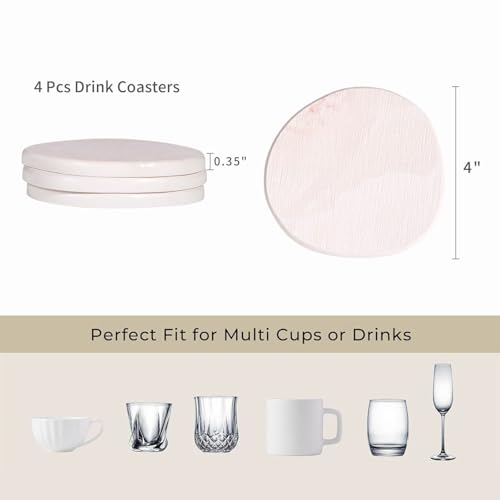Diatomaceous Earth Coasters Set of 4, Super Absorbent Quick-Dry Heat-Resistant Drink and Coffee Coasters, Modern Stone Irregular Design for Kitchen Counter and Coffee Table, Pink - color: Pink Coaster