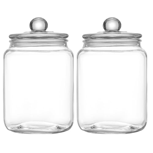 Glass Jars with Airtight Lid Set of 2, Food Jars 68 oz, Pickle Jars, Canning Jars, Glass Containers, Suitable for Kitchen, Pickles, Flour, Grains, Pasta, Sugar, Herbs, Coffee - color: 2 Litre（Set of 2）