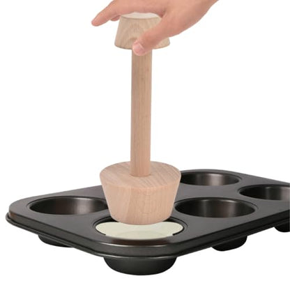Wooden Egg Tart Tamper, 5.8in Double Side Pastry Press Tool | Baking Shaping Tool For Consistent Tart Shell Forming, Suitable For Home Kitchen Use And Handmade Pastry Preparation Work