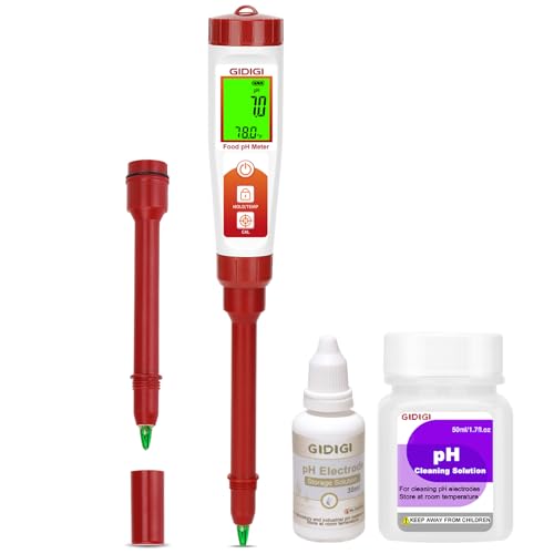 Food pH Meter Spear Tip Digital pH Test Pen for Sourdough Bread Fermentation Acidity Tester pH Tester for Cheese Hot Sauce Kombucha Wine Meat Saliva Cosmetic Honey, 1 Replaceable 5.5in pH Probe | Spear Tip - color: Red+Orange