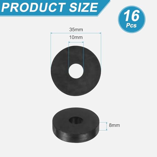 uxcell 16 Pcs Rubber Spacers 35mm OD x 10mm ID x 8mm Height Round Anti Vibration Spacer Rubber Bushing Grommets - size: 35mm OD x 10mm ID x 8mm Height