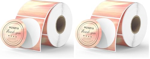 MUNBYN 2 Inch Round Orange Thermal Labels, Self-Adhesive Stickers for Baking, Candle, and Food, Compatible with Thermal Printers, 500 Labels/1 Roll (Pack of 2) - color: Orange, size: 2" (Pack of 2)