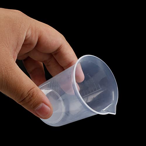 Waziaqoc 100ml/3.4oz Plastic Graduated Beaker, 3 Pack, Transparent | PP Material, Measuring Cup, Mixing Cup, For Kitchen Lab - color: 3pcs, size: 100 ml