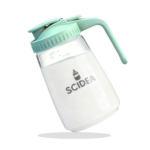 32oz Glass Pitcher with Lid, Heat & Cold Resistant, Leak-Proof Wide-Mouth Milk Fridge Storage Container, High borosilicate glass, Mason jar for Coffee, Iced tea, Milk, Food Storage – Green - color: Green, size: 32 Ounces