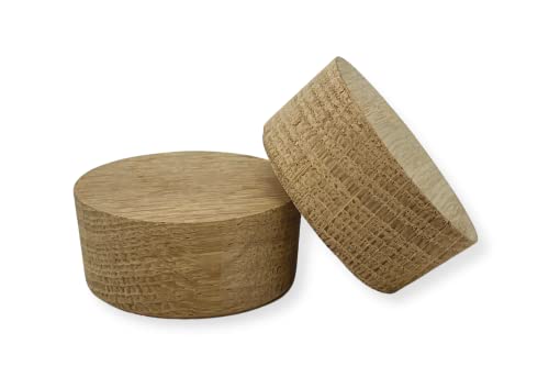 2-Inch American White Oak Wood Bourbon Wine Barrel Cask Keg Bung Plug - Great for Home Brewers, Distillers, Wine Enthusiasts (2-Pack)