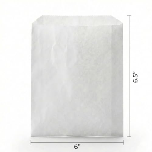 White Paper Bags 6x6.5" - Restaurant Takeout Sandwich Bags for Fast Food, Deli, Food Truck - 1000 Count Bulk - style: Large White