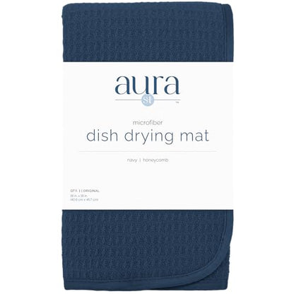 S&T INC. Dish Drying Mat, 16” x 18”, Absorbent Microfiber Kitchen Counter Mat, Dish Drying Pad for Dishes, Utensils, Pots and Pans, Large, Navy - size: 16" x 18"