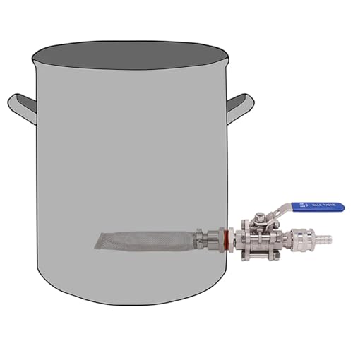 Homebrew Weldless Kettle Conversion Kit with Quick Disconnect & 6" Bazooka Screen - 3-Piece Ball Valve Assembly for Easy Brewing