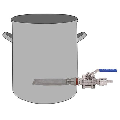Homebrew Weldless Kettle Conversion Kit with Quick Disconnect & 6" Bazooka Screen - 3-Piece Ball Valve Assembly for Easy Brewing