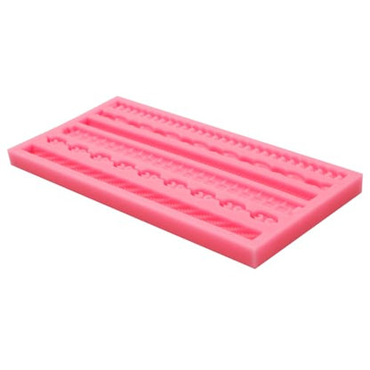 Chain and Rope Pattern Silicone Mold, 6 Designs, Pink Fondant Decorating Tool - color: pink(M17)