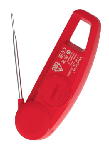 Lavatools Javelin® Digital Instant Read Meat Thermometer, Crimson | Ultra-Fast 3-Second, 2.75" Probe, Compact Foldable Design, IP65 Water Resistant, NSF Certified - color: Crimson