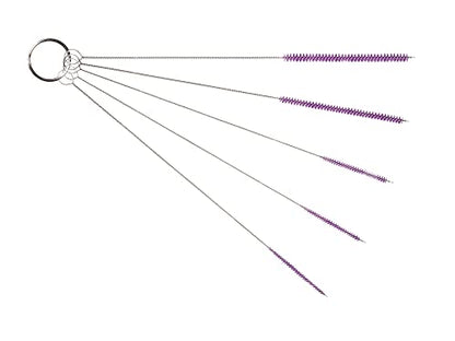 10" Extra Long Tube Brush Set - Small 5 Pack - Purple | Flexible nylon straw brushes for bottles, cleaning straws, pipe cleaners, glass, keyboard, detailing and deep cleaning - color: Purple, size: Small 5 Pack (2mm 3mm 4mm 5mm 6mm)