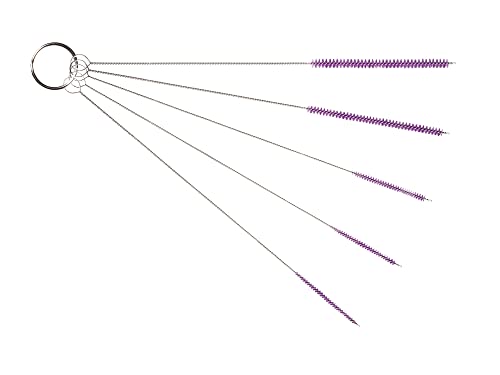 10" Extra Long Tube Brush Set - Small 5 Pack - Purple | Flexible nylon straw brushes for bottles, cleaning straws, pipe cleaners, glass, keyboard, detailing and deep cleaning - color: Purple, size: Small 5 Pack (2mm 3mm 4mm 5mm 6mm)