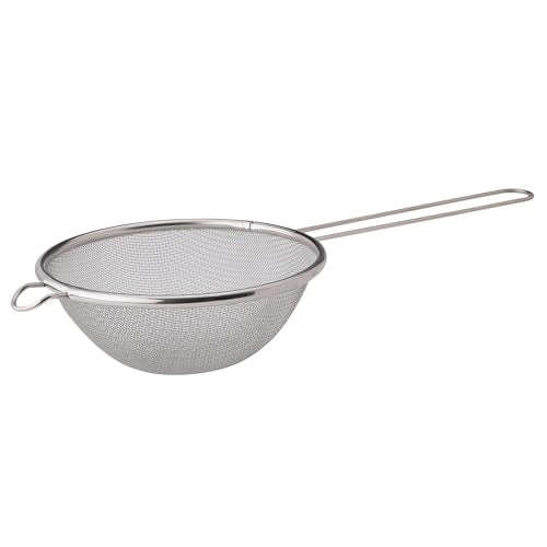 HIC Kitchen Fine Mesh Strainer With Helper Handle, 18/8 Stainless Steel, 6-Inch, For Sifting, Draining, And Straining Pasta, Vegetables, Stocks, And Sauces - size: Mesh, 6-Inch