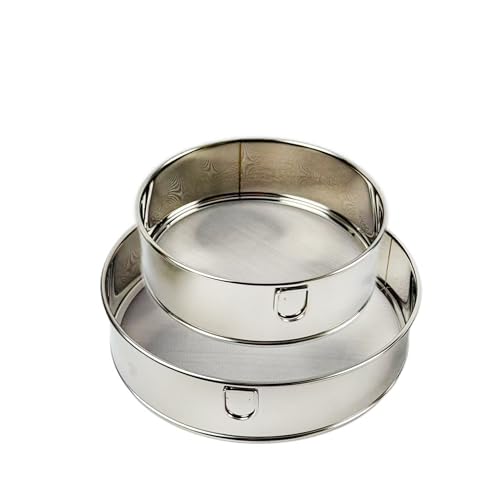 2 Pack Round Flour Sifter, 5.9 Inch & 7.87 Inch Size sieve fine mesh stainless steel, Practical sifter for baking Cake Bread Making