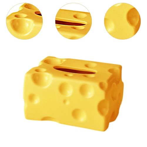 Tissue Dispenser Box Tissue Box Cover Cheese Shaped Tissue Paper Storage Holder Art Ceramic Tissue Box for Restaurant Kitchen, Yellow - color: Yellow