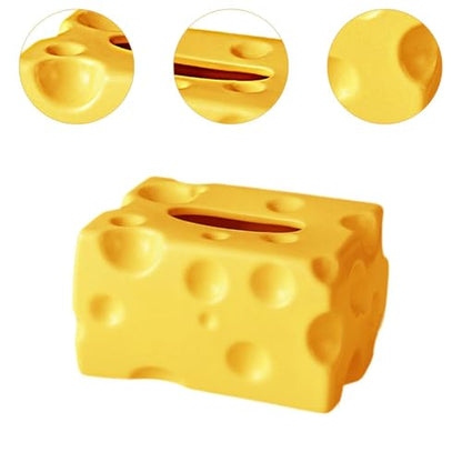 Tissue Dispenser Box Tissue Box Cover Cheese Shaped Tissue Paper Storage Holder Art Ceramic Tissue Box for Restaurant Kitchen, Yellow - color: Yellow