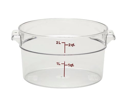 Cambro RFSCW2135 Camwear 2-Quart Round Food Storage Container, Polycarbonate, Clear, NSF - size: 2 Quart