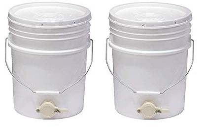 TWO 5 gallon, Food Grade HDPE, Honey Bucket with Gate, complete with easy to follow assembly instructions