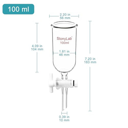 stonylab Dropping Funnel, Borosilicate Glass Burette Funnel with PTFE Stopcock for Laboratory and Home Use, 100 ml - size: 100 ml